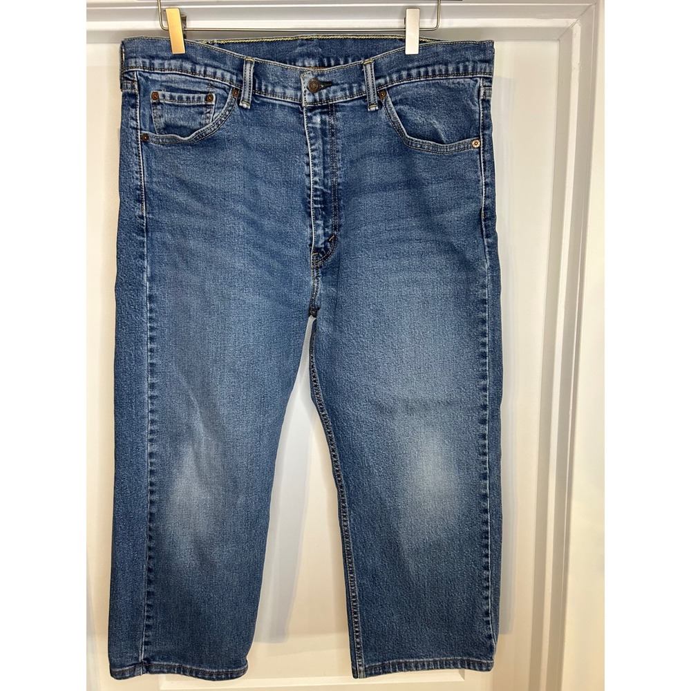 Levis 505 Regular Fit Mens Jeans W40 L30 Medium Wash Blue Straight Leg Denim